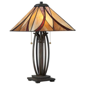 Quoizel TF1180TVA Asheville 2 Light Table Lamp in Valiant Bronze
