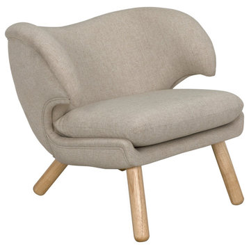 Valerie Wood Armless Chair with Wheat Fabric