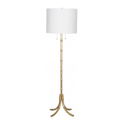 Worlds Away Ansel Gold Leaf Bamboo Floor Lamp - Floor Lamps