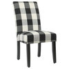 HomePop 38.5" Fabric Plaid Pattern Parsons Dining Chairs in Black (Set of 2)