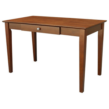 Traditional Desk, Rectangular Shape With Tapered Legs & Drawer, Espresso