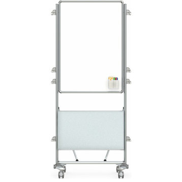 Ghent's Ceramic 39" x 26" Nexus Easel Plus Mobile with 2 Sided Mag. Whiteboard