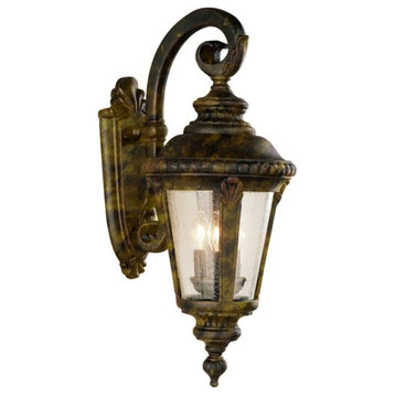 Commons 3-Light Wall Lantern, Black Gold With Clear Seeded Glass