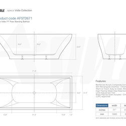 SPEC Aqua VOLTA 71'' Free Standing Bathtub w/ C upc Approval - Bathtubs