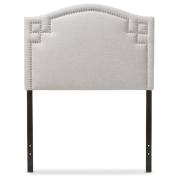 Aubrey Fabric Upholstered Headboard, Grayish Beige, Twin
