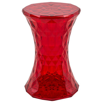 Leisuremod Modern Plastic Clio Side Table, Transparent Red, Cs12Tr