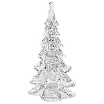 12" Mouth Blown Clear Glass Christmas Tree Sculpture