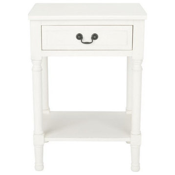 Nellie 1 Drawer Accent Table, Distressed White