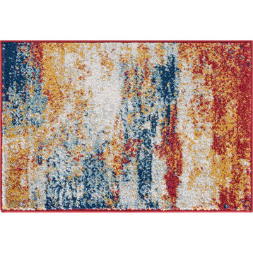 Flint Contemporary Abstract Multi-color Scatter Mat Rug, 2'x3'
