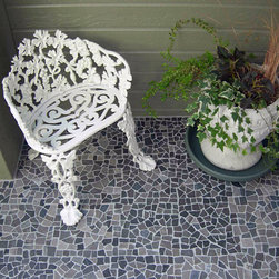 Tumbled Black Marble Tile at the Entry Of A House - Wall And Floor Tile
