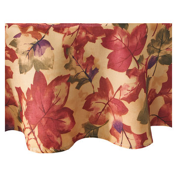 Harvest Festival Fall Leaves Tablecloth, Multi, 70" Round
