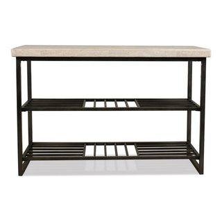 Bowery Hill Contemporary Console Table in Alabaster Travertine ...