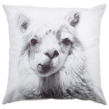 Como Alpaca Print Throw Pillow Cover, White 24x24