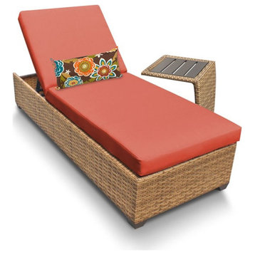 TK Classics Laguna Patio Chaise Lounge With Side Table in Orange