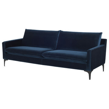 Anders Midnight Blue Fabric Triple Seat Sofa, Hgsc497