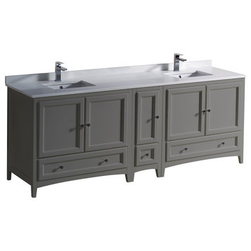 Fresca Oxford 84" Gray 2-Sink Cabinets Top & Sinks FCB20-361236GR-CWH-U