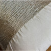 Art Silk Bed Lounge Pillow White 20"x20" Beaded Center Band, White Sparkle