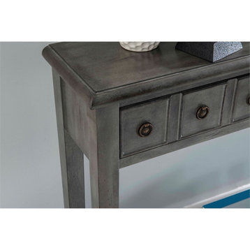 Linon Sadie Long Wood Console Table in Gray