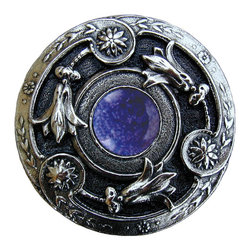 Inviting Home Inc. - Jeweled Lily Knob, Bright Nickel With Blue Sodalite - Cabinet And Drawer Knobs