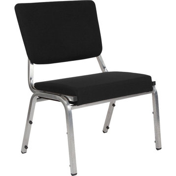 Black Antimicrobial Fabric Bariatric Medical Reception Chair, 3/4 Panel Back