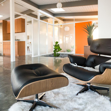 Eames Lounge Chair Replica with Orange Door