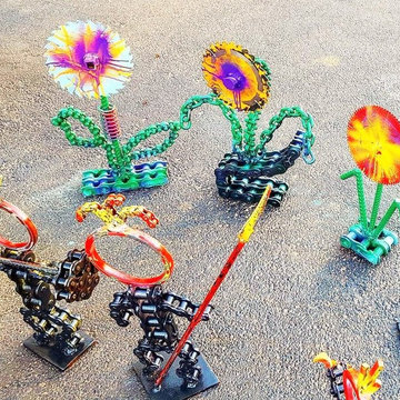 Whimsical garden art sculptures