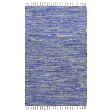 Blue Complex Chenille Flat Weave  Rug, 4'x6'