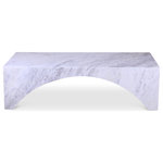 Meridian Furniture - Palermo Marble Coffee Table, White - Discover the Palermo carrara white marble coffee table, showcasing an arched shape and Art Deco design, making it a stunning centerpiece for any space. Crafted for both style and durability, it blends luxury with practicality, becoming the focal point of gatherings and conversations. Elevate your living area with its timeless appeal and sophisticated design.