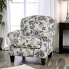 Furniture of America Calistoga Fabric Rolled Arms Floral Chair in Ivory