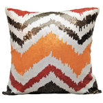 The HomeCentric - Orange Throw Pillow Covers 16"x16" Silk, Fiery Mountain - Fiery Mountain is an exclusive 100% handmade decorative pillow cover designed and created with intrinsic detailing. A perfect item to decorate your living room, bedroom, office, couch, chair, sofa or bed. The real color may not be the exactly same as showing in the pictures due to the color difference of monitors. This listing is for Single Pillow Cover only and does not include Pillow or Inserts.