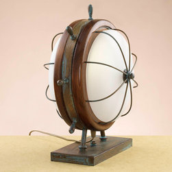 Lustrarte Lighting 110 Nautical Ship Wheel Leme Madeira Table Lamp - Table Lamps