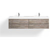 Boutique Bath Vanity, Natural Wood, 80", Double Sink, Wall Mount