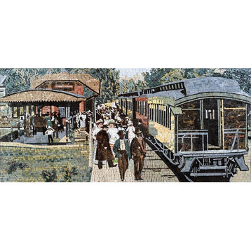 Jorge Monro Train Statoion ", Mosaic Art Reproduction ", 28"x59"