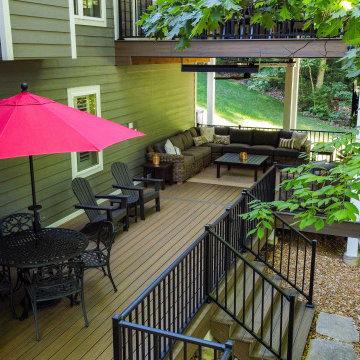 Two Tiered Covered Deck with Fireplaces
