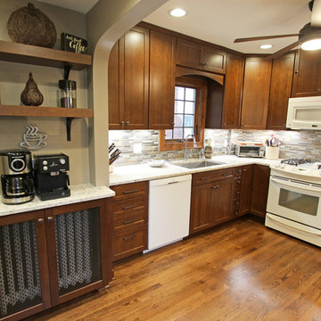 Transitional Cherry Kitchen with Great Organizational Storage and Coat Rack