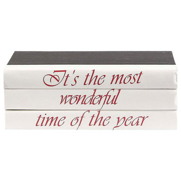 3 Piece It's The Most Wonderful Time Quote Decorative Book Set