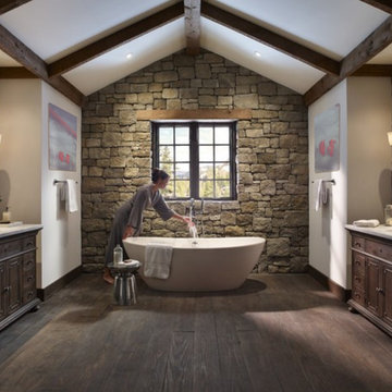 “Clouds of Love and Passion (3) & (4)” in a Mountain Style Bathroom