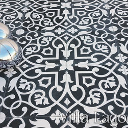 "Gypsy Black & White" Cement Tile from Villa Lagoon Tile - Wall And Floor Tile