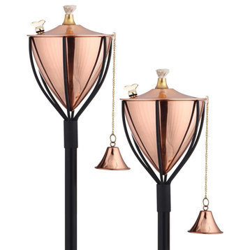 Amsterdam Smooth Copper Tiki Torch - 2 Pack