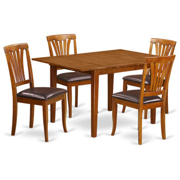 5-Piece Dinette Set, Table For Small Spaces and 4 Chairs, Saddle Brown