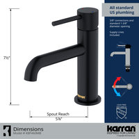 Karran 1-Handle 1-Hole Bathroom Faucet With Pop-up Drain, Matte Black