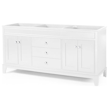 Gina Contemporary 72" Wood Bathroom Vanity, Counter Top Not Included, White