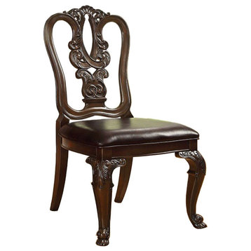 Benzara BM131229 Traditional Wooden Carving Side Chairs, Set of 2