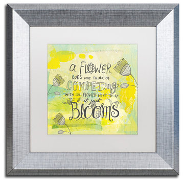 Elizabeth Caldwell 'Blooms Quote' Art, Silver Frame, White Mat, 11x11