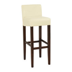 Vandue Corporation - Brooklyn Contemporary Wood Faux Leather Bar Stools, Cream Soda, Set of 2 - Bar Stools and Counter Stools