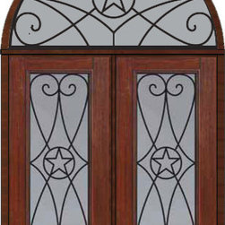 Prehung Transom Double Door 80 Fiberglass Austin Texas Star - Front Doors