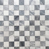Carrara White Bardiglio Gray 3" Marble Checkerboard Mosaic Tile Polish, 1 sheet