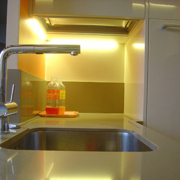 Cuisine avec plan de travail en quartz Silestone Toffee