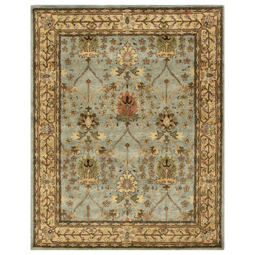 EORC Hand-tufted Wool Blue Traditional Oriental Morris Rug, Rectangular 4'x6'