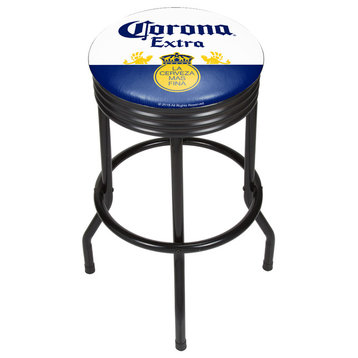 Corona Black Ribbed Bar Stool, Label
